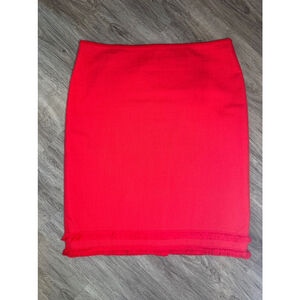 Ann Taylor Red Fringe Pencil Skirt Size 18